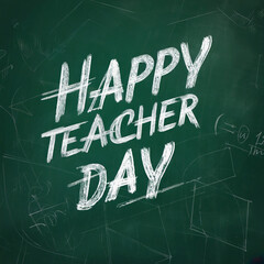 Happy Teacher's Day greeting for World teachers day concept on chalkboard