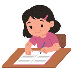Girl Writing at Desk