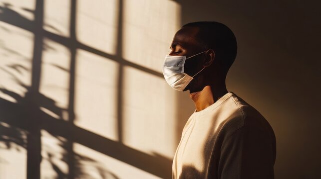 Man in Mask Sunlit Silhouette.