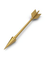 Gold arrow, 3D render, white background