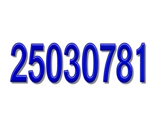 Blue Number Sequence, Digital Display, White Background