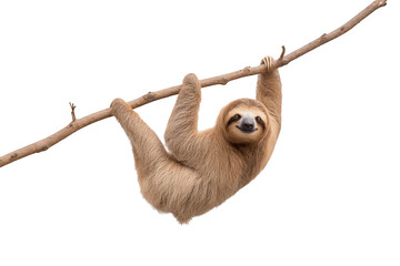 A sloth hanging upside down from a branch
