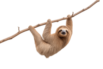 A sloth hanging upside down from a branch
