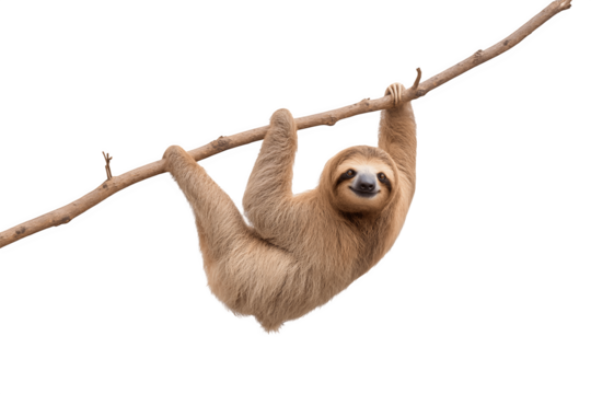 A sloth hanging upside down from a branch
