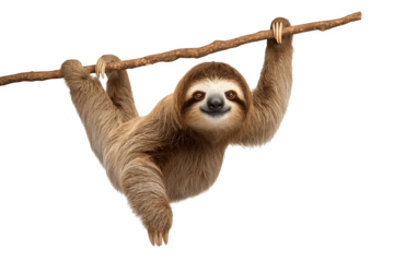 A sloth hanging upside down from a branch
