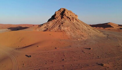 Naklejka premium Red desert landscape with a rocky peak