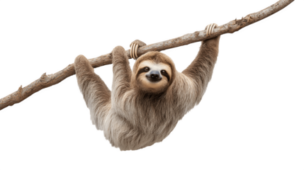 A sloth hanging upside down from a branch
