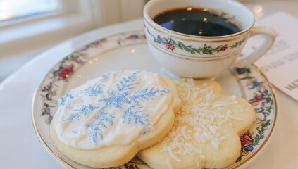 Festive winter treats on a delicate plate
