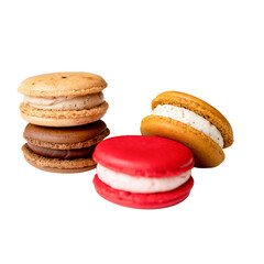 A Colorful Macaron Indulgence: A delectable assortment of vibrant macarons, with diverse colors and flavors arranged in a charming close-up, offering a sweet treat for any occasion.