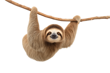 A sloth hanging upside down from a branch
