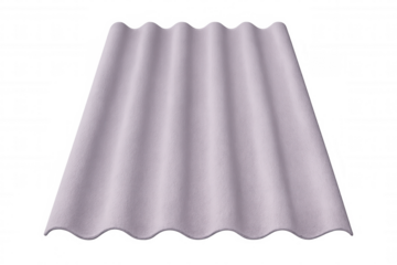 Light purple roofing element with wavy shape isolated on transparent background, perfect for architectural visualization
