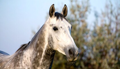 Grey Horse Portrait, Outdoor Setting