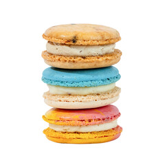 Colorful Macaron Tower: A stack of exquisitely crafted macarons in a variety of vibrant colors, showcasing the delectable artistry of French pastry.