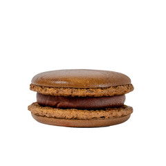 Stacked Chocolate Macarons: A delightful stack of exquisitely crafted chocolate macarons with rich, velvety filling, offering a tantalizing treat.