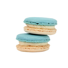 Sweet Macaron Duo: A pair of delicately crafted macarons, showcasing a delightful blend of colors and textures. A tempting treat with a modern, artistic appeal.