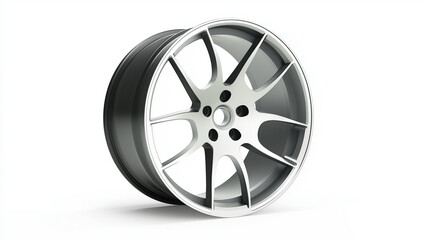 Obraz premium 3D realistic racing car alloy wheel rim (clean modern detail, white isolated background