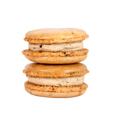 Macarons Delight: A close-up shot showcases the elegant beauty of stacked, beige macarons, evoking a sense of sweet indulgence. The layers of crisp.