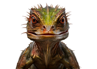 Green and brown creature isolated on transparent or white background