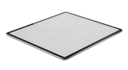 A Thin Electronic Device with a Large Light Gray Screen and a Silver Bezel