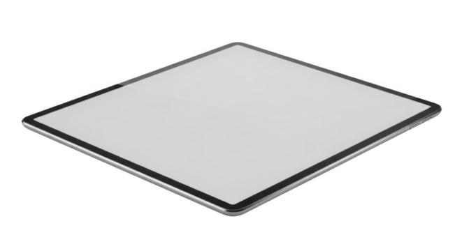 A Thin Electronic Device with a Large Light Gray Screen and a Silver Bezel