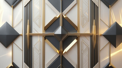 Geometric art deco design with gold accents and diamond shapes for modern luxury interiors elegant style