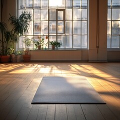 Minimalist Yoga Mat in a Bright Studio