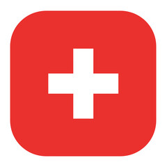 Fototapeta premium Vector graphic of a white cross on a red rounded square, an icon representing first aid, medical assistance, or the Swiss flag. Image_fx (68)