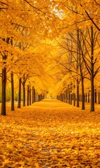 Fototapeta premium Vibrant Golden Autumn Forest with a Path