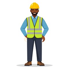 Construction Worker Standing, Safety Gear, Studio