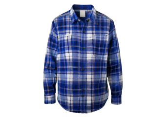 Blue and White Plaid Flannel Shirt isolated on transparent or white background