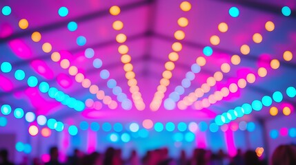 Night-time customized event tent with vibrant LED branding elements