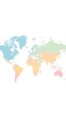Pastel World Map, Geographic Regions, Display