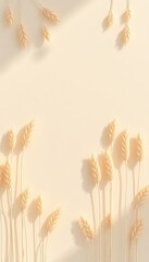 Soft Aesthetic Wheat Stalks with Light and Shadows Creating a Simple, Elegant and Minimalistic Background