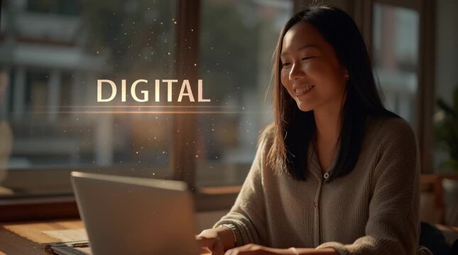 Professional woman working on digital marketing. digital marketing dashboard, data-driven strategy, online consumer behavior