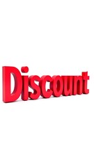 Red 3D Discount Word, White Background
