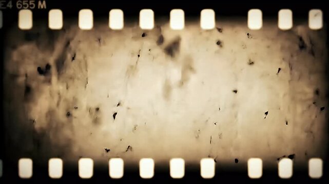 Vintage Film Strip Frame with Distressed Sepia Texture. Old Cinematic Reel Border with Grunge Scratches and Dust Overlay, Perfect for Retro Backgro...