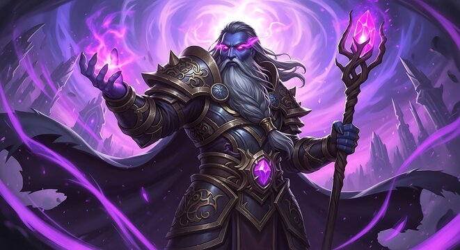 Dark Mage Focused on Mystical Energy.