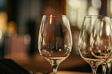 Crisp Clean Empty Wine Glass with Copy Space open for a Company Logo or Graphic