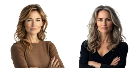 Elegant middle-aged Caucasian woman isolated on a transparent background