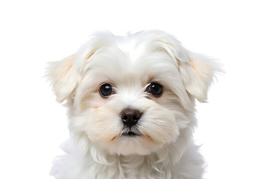 White puppy with brown eyes