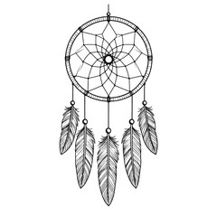 Dreamcatcher line art, hanging decoration