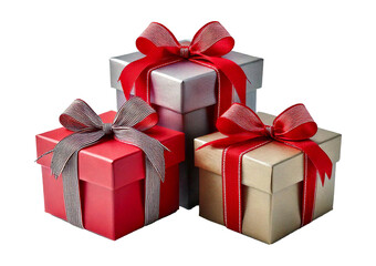 Fototapeta premium Red gift box with ribbon and bow on white background