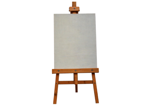 Blank canvas on wooden easel for art or presentation use isolated on transparent or white background - Powered by Adobe