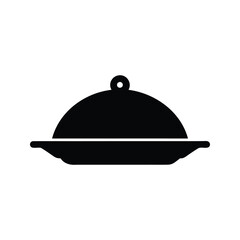Elegant black silhouette of a serving platter with a domed lid icon, A serving platter silhouette vector illustration