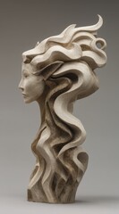 Textured Off White Woman Sculpture Profile