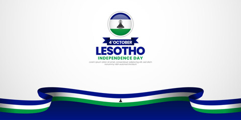 Lesotho flag for independence day banner background with waving ribbon flag