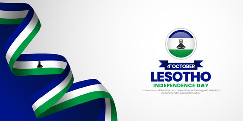 Lesotho independence day banner background 4 october design element with waving ribbon flag