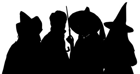 people in Halloween costume character silhouette