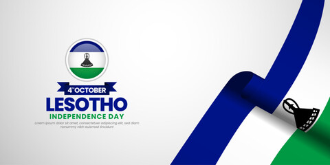 Lesotho independence day banner background 4 october design element with waving ribbon flag