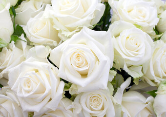 close up of a big arrangement of white roses